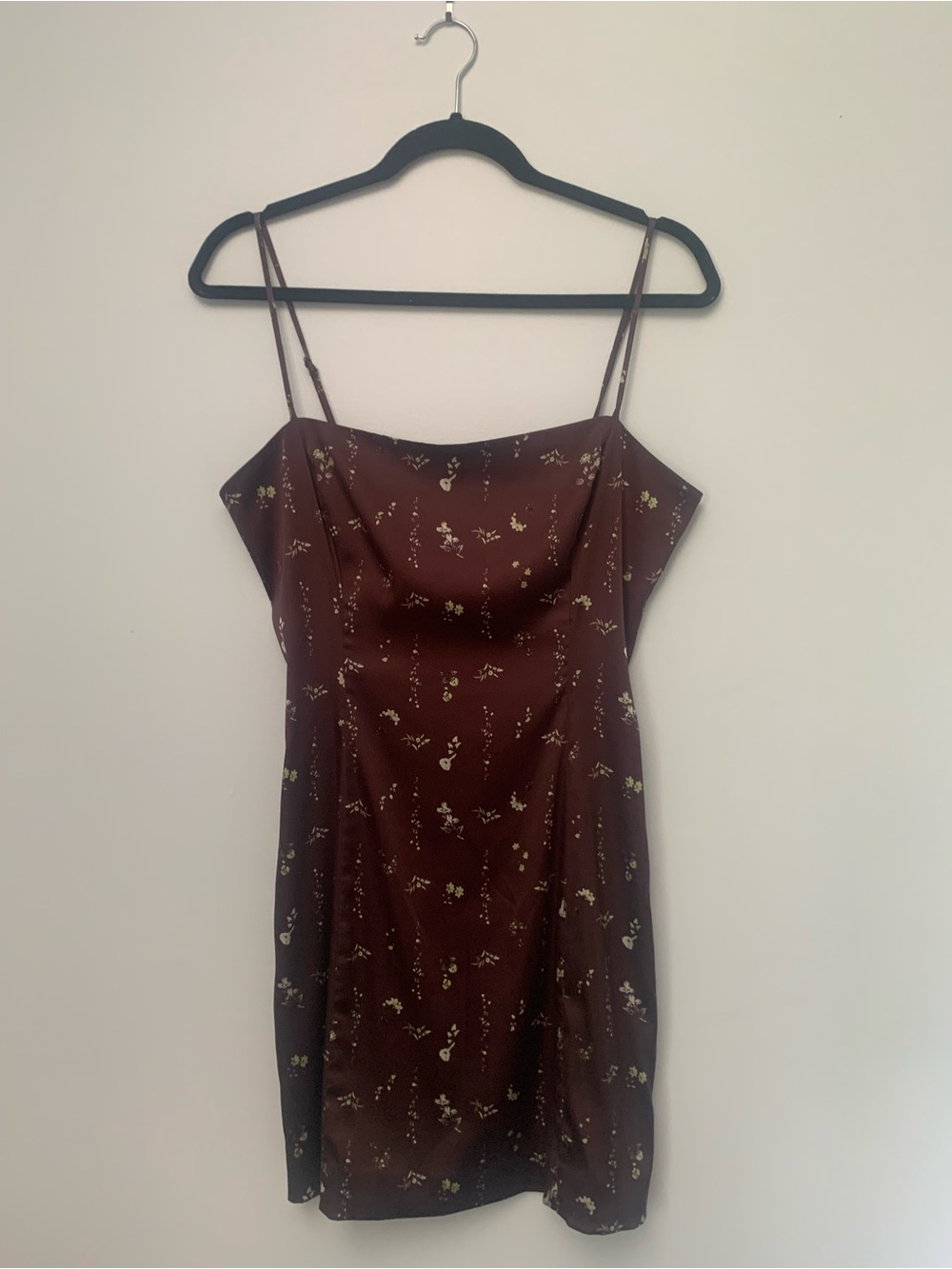 Sunday Best Brown Satin Floral Slip Dress
